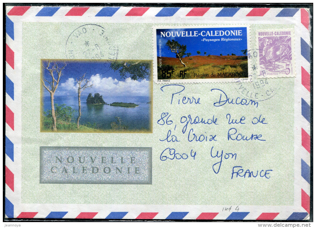 NOUVELLE CALÉDONIE - N° 655 + PA 300 / LETTRE AVION DE VAO LE 27/8/1994 , POUR LA FRANCE - TB - Brieven En Documenten