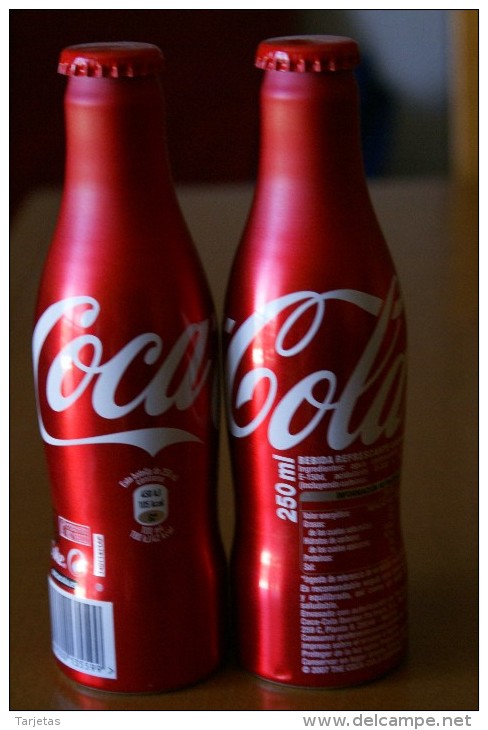 BOTELLA DE ALUMINIO DE ESPAÑA DE COCA-COLA (COKE) NUEVA SIN ABRIR Y CON LA BEBIDA - Bottiglie