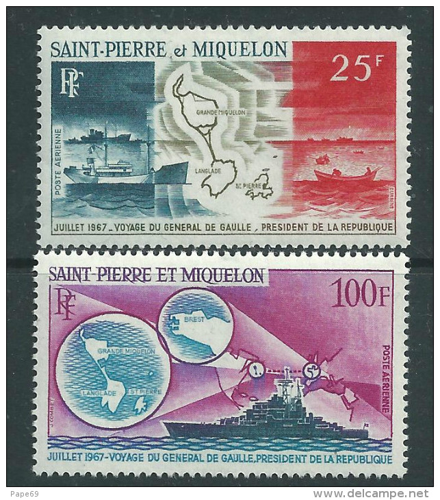 St Pierre Et Miquelon P A N° 38 / 39  X Voyage Du Général De Gaulle, La Paire Trace De Charnière Sinon TB - Ongebruikt