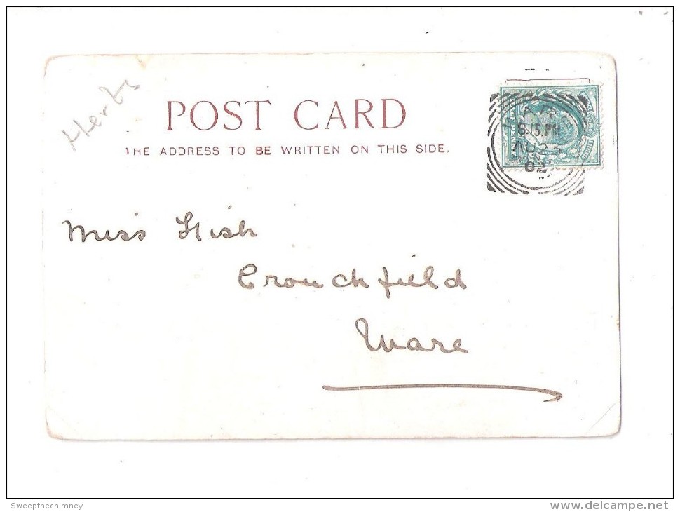 COURT CARD ? EARLY UNDIVIDED BACK USED 1902 WARE SQUARE CIRCLE POSTMARK RIVER LEA WARE POSTAL HISTORY HERTFORDSHIRE - Hertfordshire