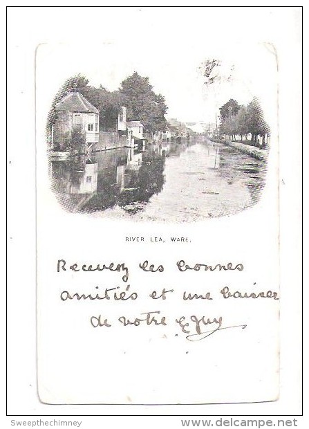 COURT CARD ? EARLY UNDIVIDED BACK USED 1902 WARE SQUARE CIRCLE POSTMARK RIVER LEA WARE POSTAL HISTORY HERTFORDSHIRE - Hertfordshire