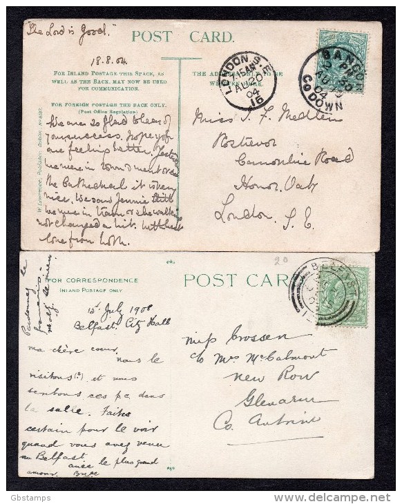 1904 And 1906 Used Belfast Cards As Scanned- City Hall & St Andrews Cathedral Etc - Antrim