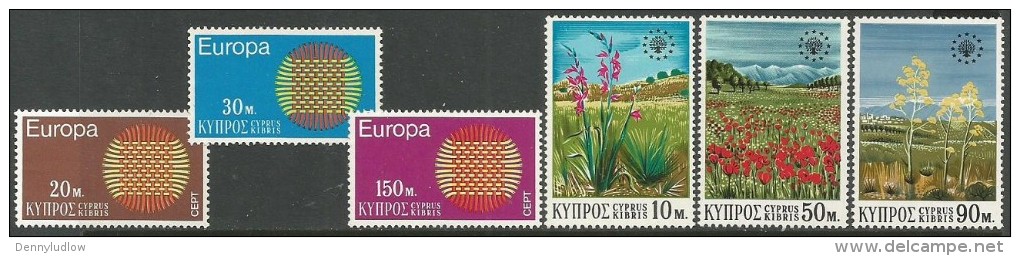 Cyprus  1970    Sc#340-5  Europa & Conservation Sets MLH*  2016 Scott Value $3.80 - Ungebraucht