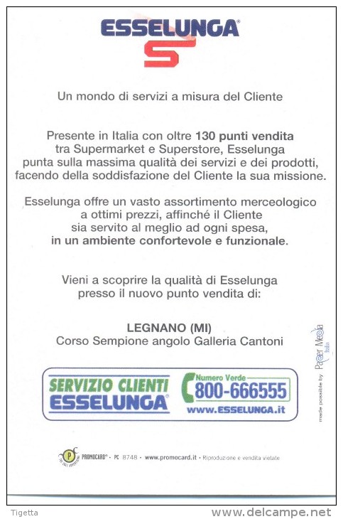 PROMOCARD N°  8748   ESSELUNGA CON MAGNETE PER GADGET - Advertising