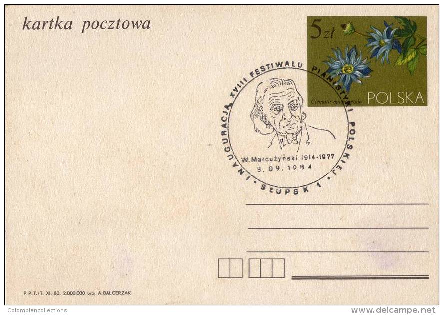 Lote PEP564, Poland, 1983, Entero Postal, Postal Stationary, Witold Ma&#322;cu&#380;y&#324;sk I, Pianista, Pianist Postc - Interi Postali