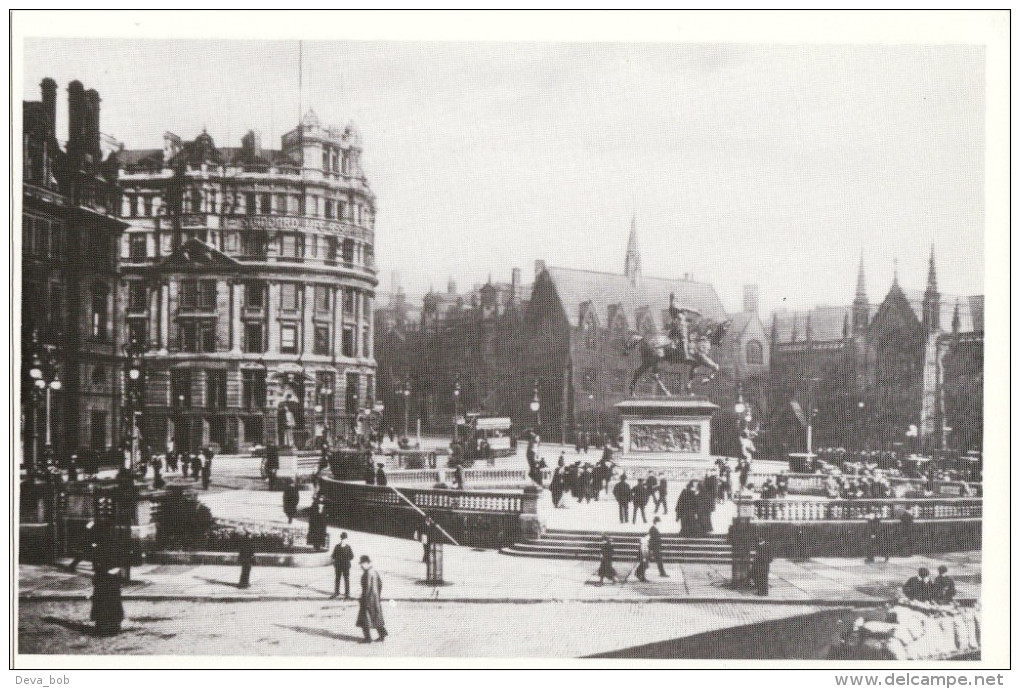 Postcard Leeds City Square 1920 Black Prince Statue Unitarian Church Yorkshire Repro - Leeds