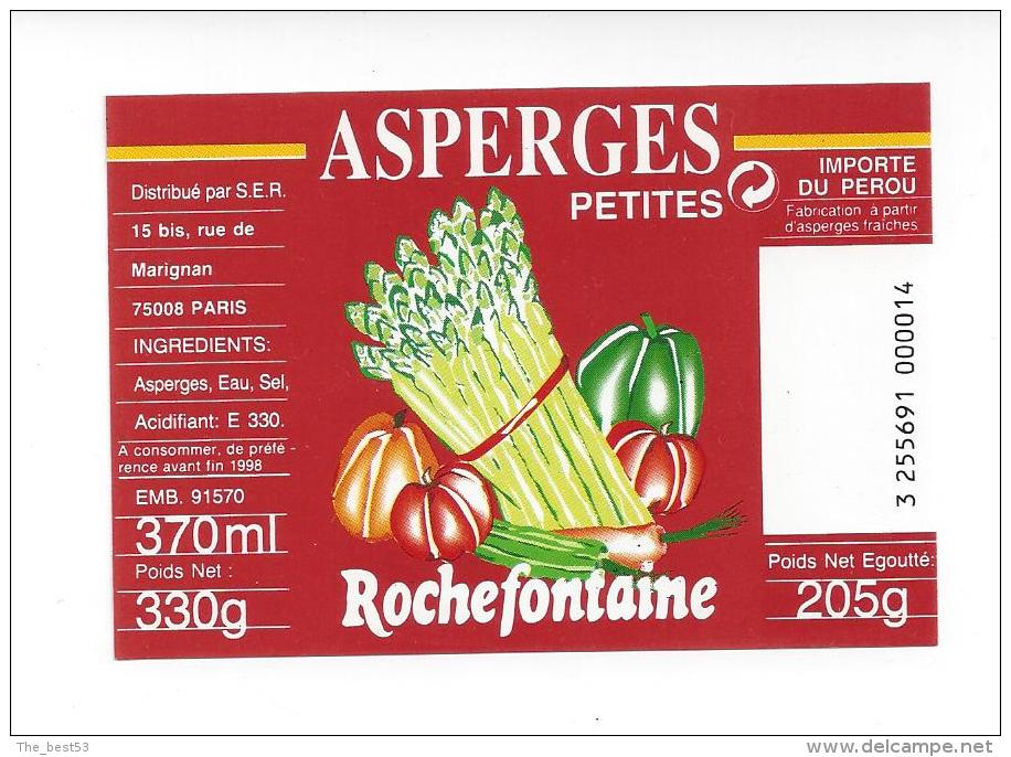 Etiquette  De  Conserve Asperges Petites  -  Rochefontaine - Fruits & Vegetables