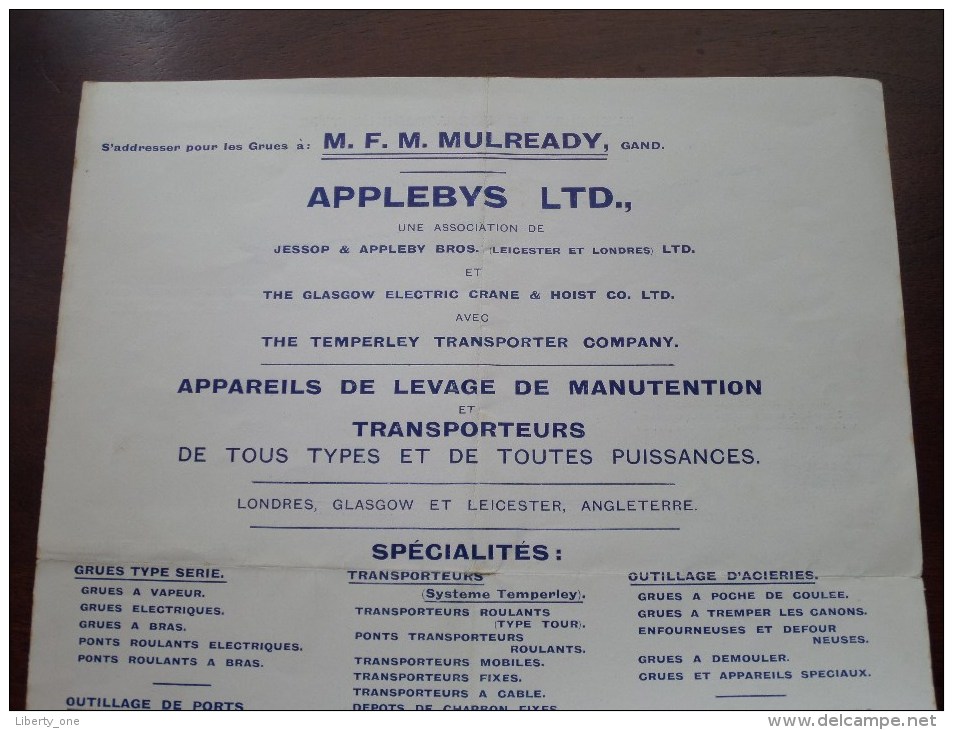 APPLEBYS / M.F.M. MULREADY Gand - Appareils De Levage De Manutention Et Transporteurs ( Type Apparaten Zie Foto's ) ! - Advertising