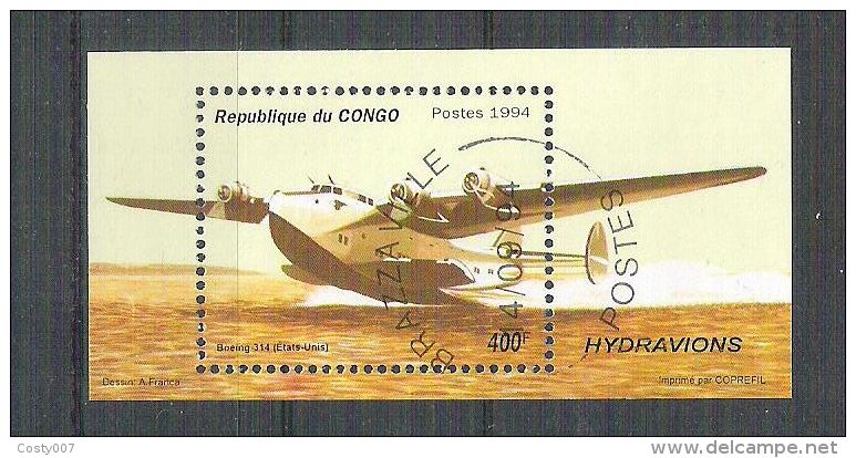 Congo 1994 Aviation, Perf. Sheet, Used AB.085 - Oblitérés