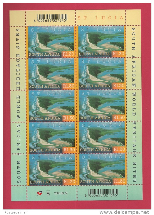 SOUTH AFRICA,  2000 ,   3 X Full Sheet  Of 10 Stamps , World Heritage Sites, Sa1286-1288, F-3814 - Unused Stamps