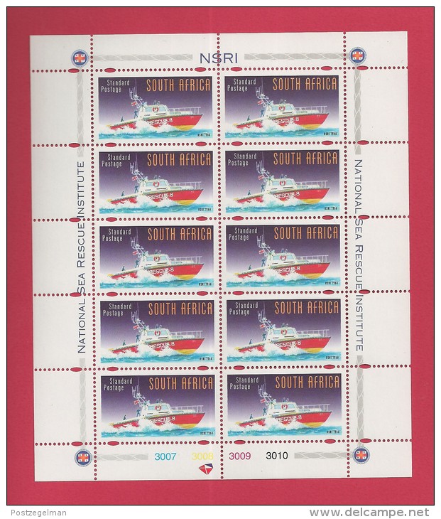 SOUTH AFRICA,  1998 ,   Full Sheet  Of 10 Stamps , National Sea Rescue, Sa1084, F-3816 - Unused Stamps