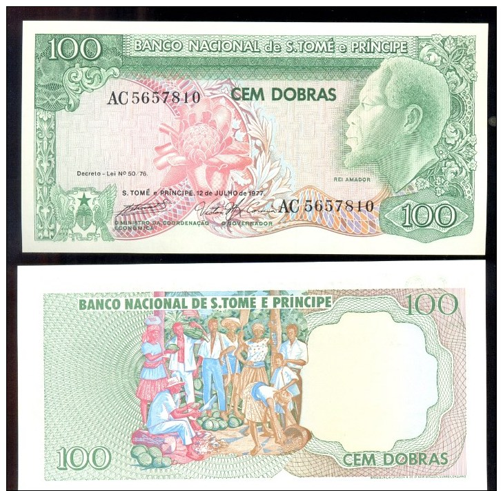 ST THOMAS & PRINCIPE * 100 DOBRAS * P 53 YEAR 1977 * UNC BANKNOTE - San Tomé Y Príncipe