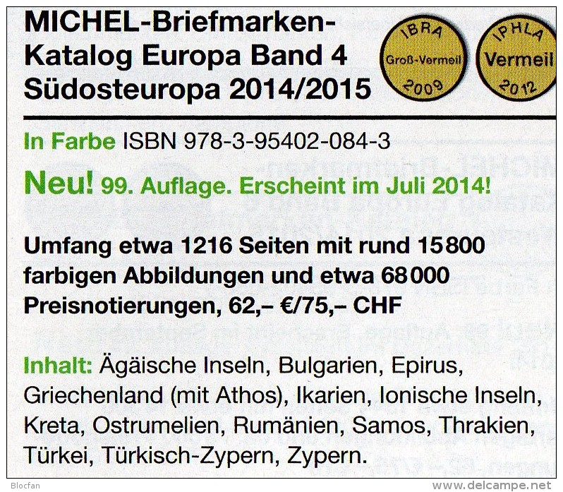 MICHEL Südost-Europa 2014/2015 Katalog Neu 62€ Band 4 Southeast-Europe Stamp Ägäis Kreta Kroatien SRB BG GR RO TR Cyprus - Otros & Sin Clasificación