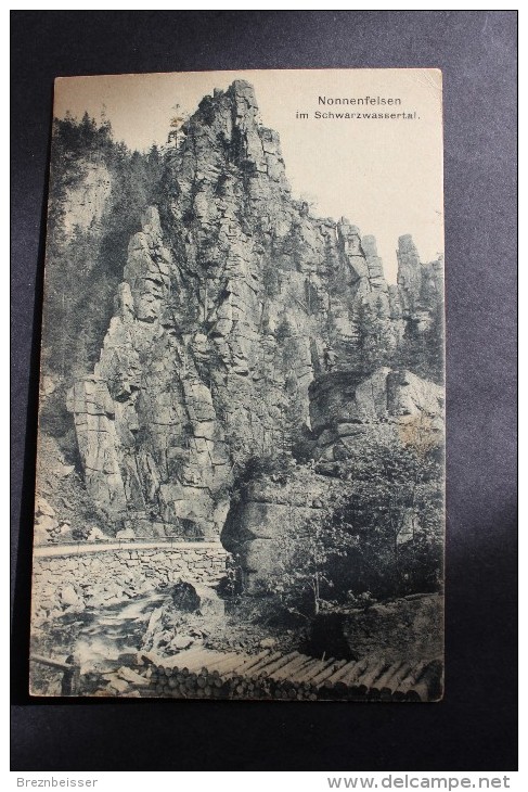 AK Nonnenfelsen Im Schwarzwassertal    -   Karte Gel. 1920 - Zöblitz