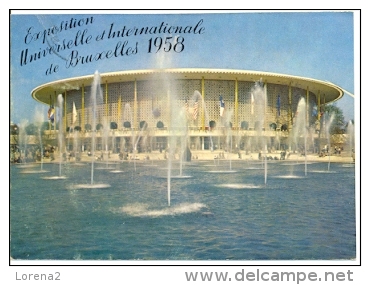 7-belg12. Postal Bélgica. Bruxelas. Exposición Universal 1958. Pabellón USA - Exposiciones Universales