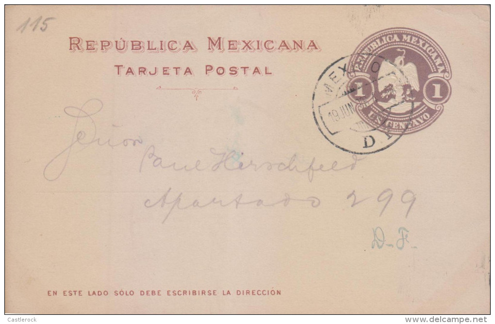 G)1906 MEXICO, EAGLE 1 CT. POTAL STATIONARY, EMBOSSED, CIRCULAR MEXICO D.F. CANC., CIRCULATED TO TIVOLI, ITALY, XF - Mexico