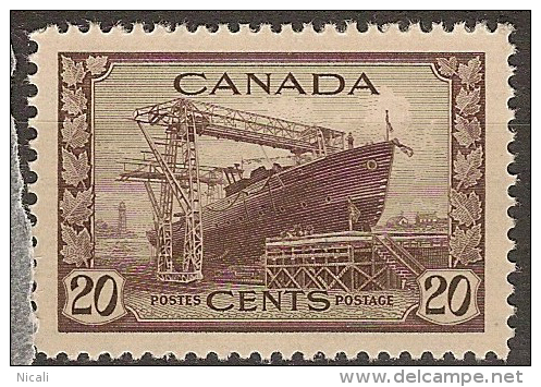 CANADA 1942 20c Corvette SG 385 UNHM #BZ81 - Neufs