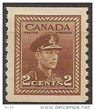 CANADA 1942 2c KGVI Coil SG 397a HM #BZ68 - Coil Stamps