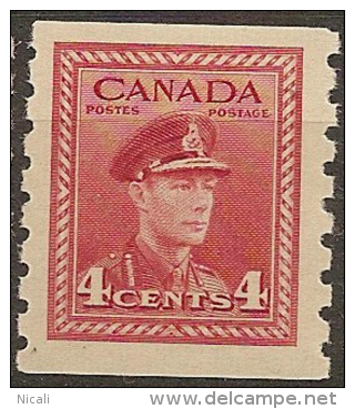 CANADA 1942 4c KGVI Coil SG 393 UNHM #BZ66 - Francobolli In Bobina