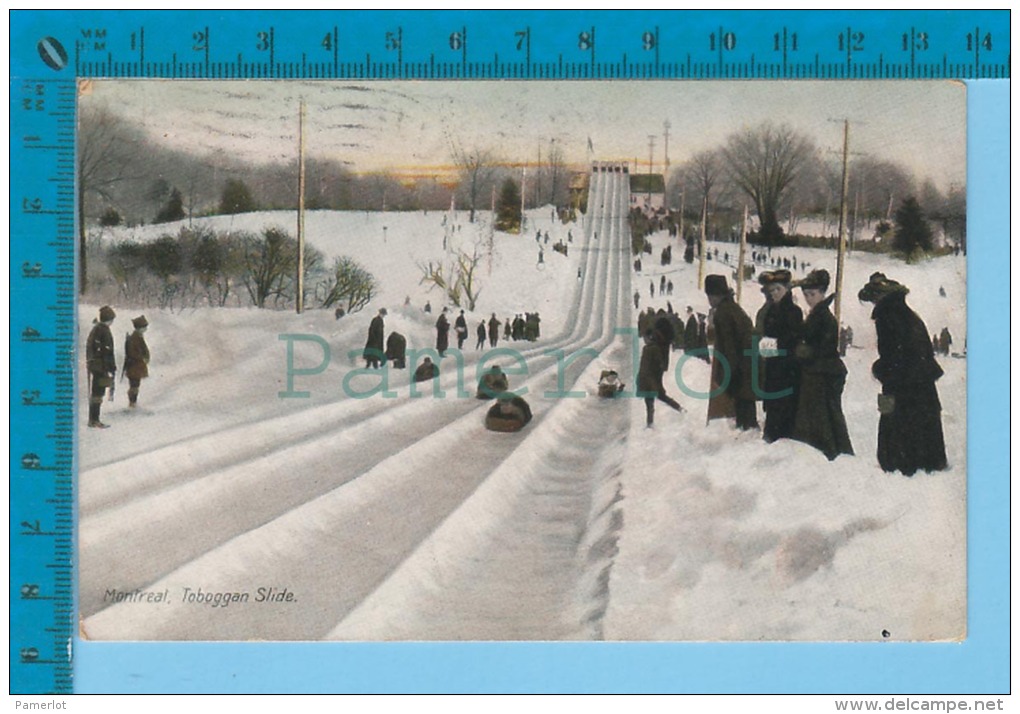 Montreal  ( Tobaggan Slide "COVER Boulevard Mass. 1910 + "US Flag On 1 Cent Stamp " )  2 SCAN - Winter Sports