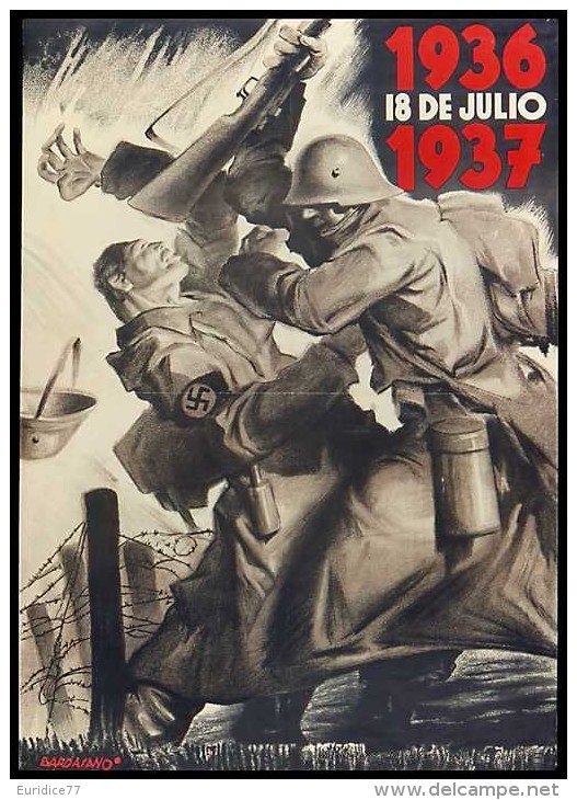 Cartel Affiche Poster Guerra Civil Española 20x13 Cm. Aprox. REPRODUCTION - Patrióticos