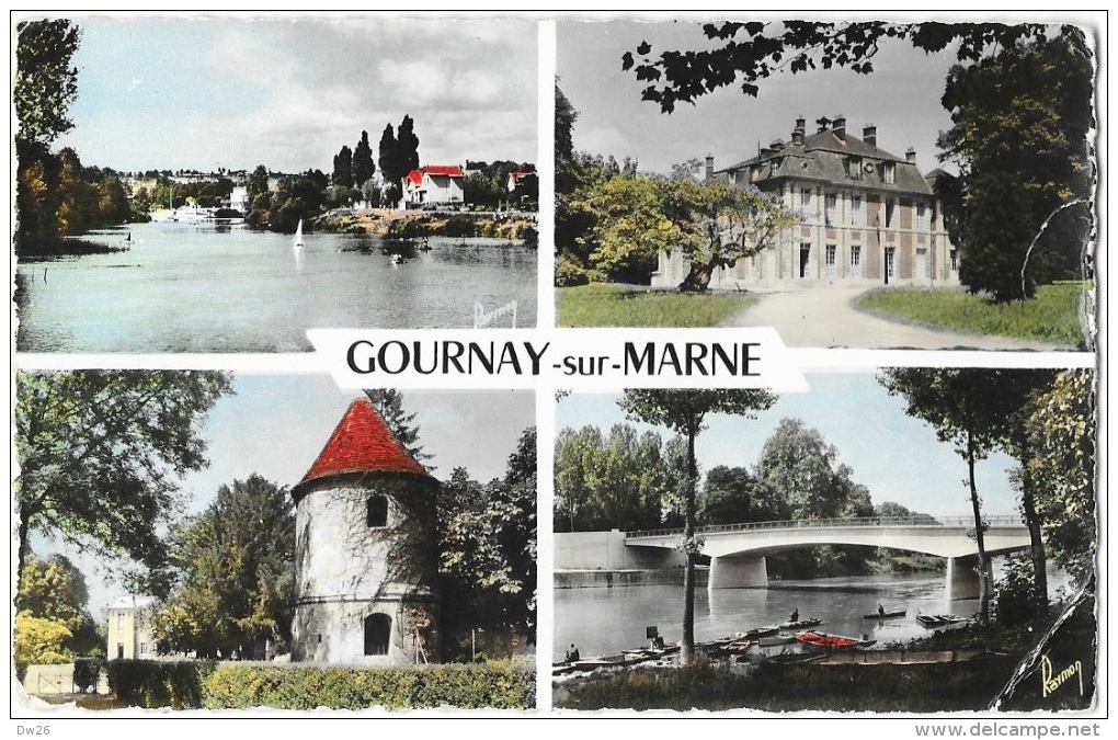 Gournay-sur-Marne - La Marne - Le Pont - La Vieille Tour - L'Hôtel De Ville - Multivues - Carte Non Circulée - Gournay Sur Marne