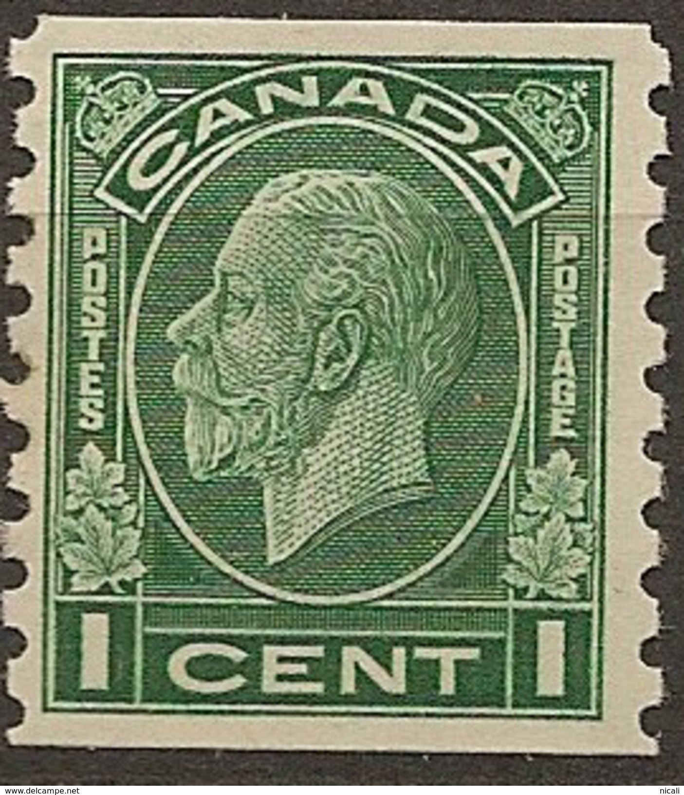 CANADA 1932 1c KGV Coil SG 326 HM #BZ54 - Coil Stamps