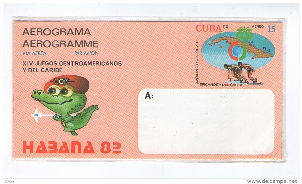 CUBA HABANA 1982 COMMEMORATIVE AEROGRAMME CENTRAL AMERICAN AND CARIBBEAN GAMES SPORT AIRMAIL - Poste Aérienne