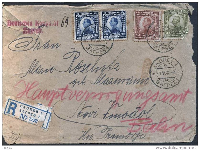 YUGOSLAVIA - JUGOSLAVIA - DEUTSCHES  KONZULAT  ZAGREB  -Recomm.letter  To BERLIN - 1923 - Briefe U. Dokumente