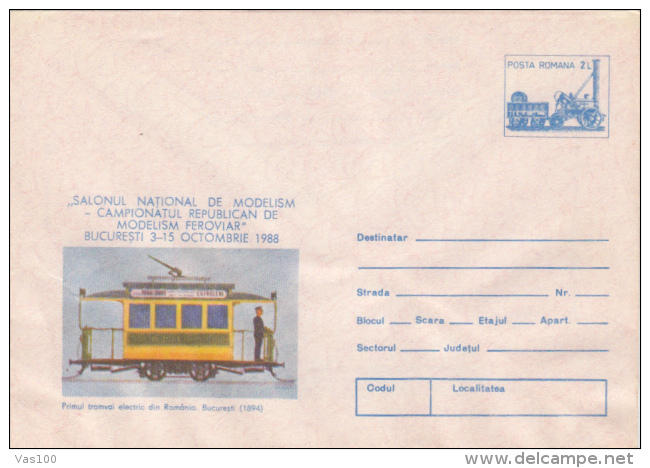 TRAM, TRAMWAY, COVER STATIONERY, ENTIER POSTAL, 1988, ROMANIA - Tramways