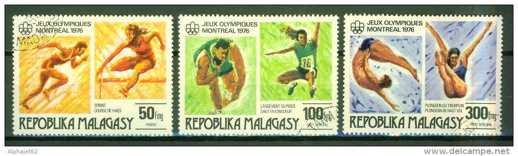 Jeux Olympiques De Montreal - MADAGASCAR - 1976 - Sport - Lancer Du Poids, Plongeon, Course - N° 162-164-579 - Madagascar (1960-...)