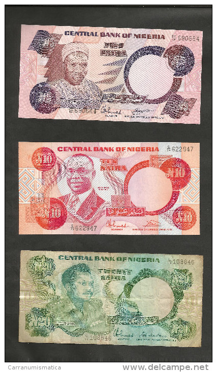 [NC] NIGERIA - CENTRAL BANK Of NIGERIA - 5 / 10 / 20 NAIRA - LOT Of 3 DIFFERENT BANKNOTES - Nigeria