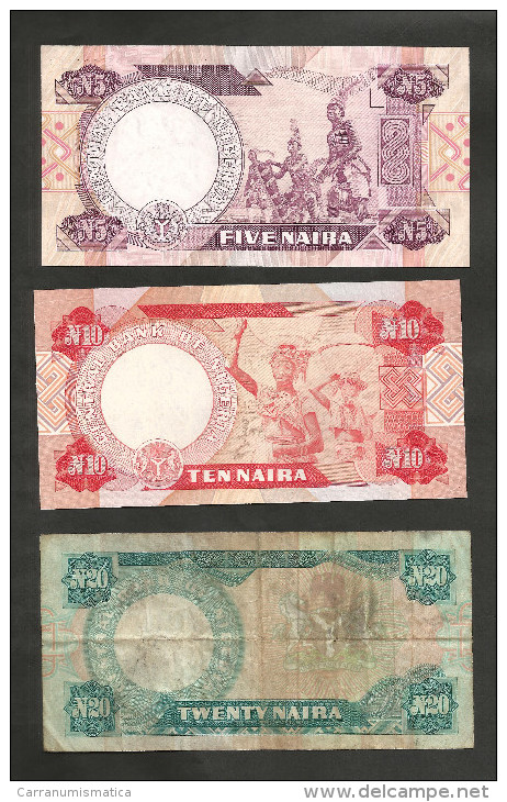 [NC] NIGERIA - CENTRAL BANK Of NIGERIA - 5 / 10 / 20 NAIRA - LOT Of 3 DIFFERENT BANKNOTES - Nigeria