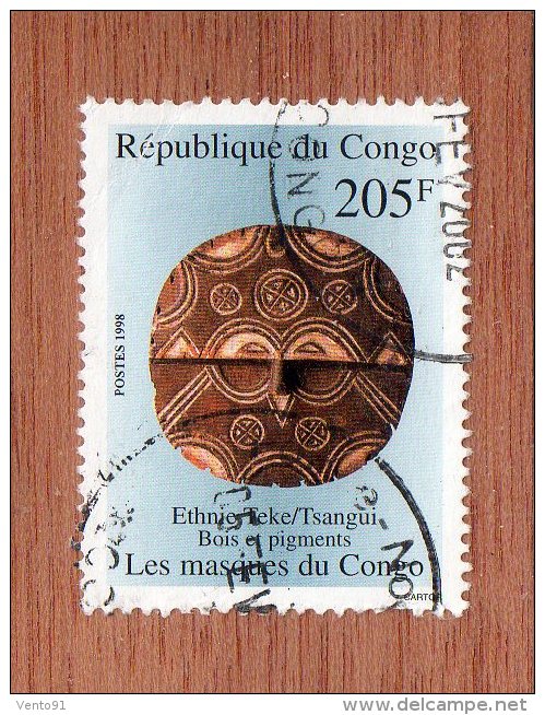 REP.  DU  CONGO  --  ETHNIE  TEKE / TSANGUI  --   CACHET  DOUBLE    -- **  205  F. ** --  POSTE 1998  --  TBE - Used