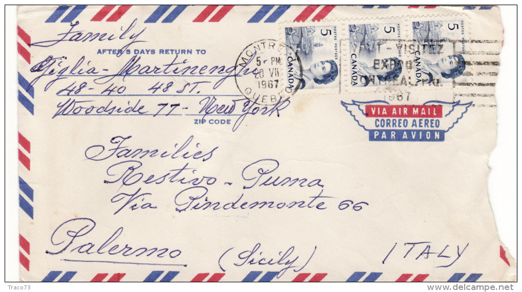 CANADA  /  ITALIA  - Cover _ Lettera _ 20.7.1967 - Postgeschichte