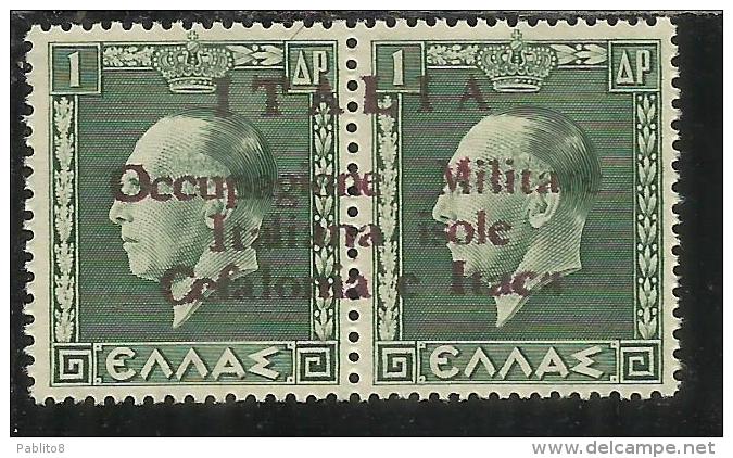 OCCUPAGIONE ITALIANA CEFALONIA E ITACA KEPHALONIA ITHACA 1941 OCCUPAGIONE 1 DRACME + 1 MNH SIGNED FIRMATO - Cefalonia & Itaca