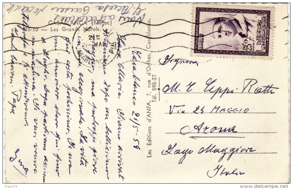 MAROCCO  /  ITALIA - Card _ Cartolina   - 21.5.1959 - Sudan (1954-...)