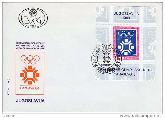 YUGOSLAVIA 1983 Winter Olympics Block FDC With Belgrade Postmark.  Michel Block 22 - FDC