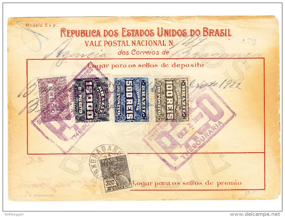 Brasilien Post Mandat 1922 Von 6600 Reis - Lettres & Documents