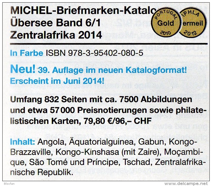 MICHEL Süd-Afrika Band 6/1 Katalog 2014 New 80€ Central-Africa Angola Äquator.-Guinea Gabun Kongo Mocambique Zaire Tome - Kronieken & Jaarboeken