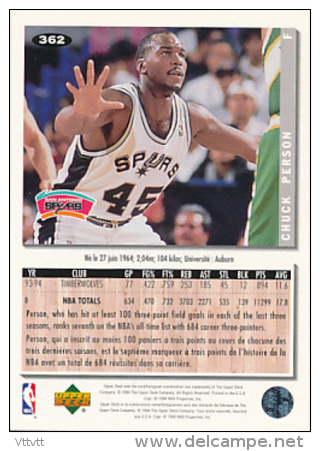 Basket NBA (1994), CHUCK PERSON, SPURS SAN ANTONIO, Collector&acute;s Choice (n° 362), Upper Deck, Trading Cards... - 1990-1999