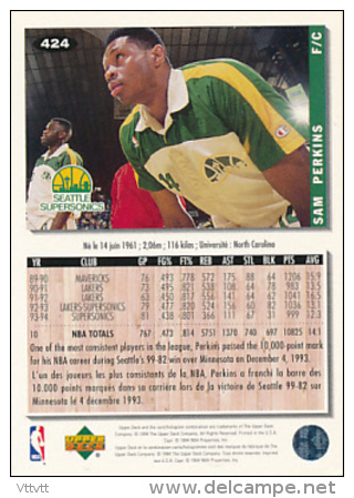 Basket NBA (1994), SAM PERKINS, SEATTLE SUPERSONICS, Collector&acute;s Choice (n° 424), Upper Deck, Trading Cards... - 1990-1999