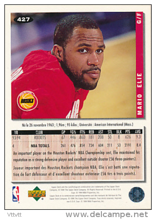 Basket NBA (1994), MARIO ELIE, HOUSTON ROCKETS, Collector&acute;s Choice (n° 427), Upper Deck, Trading Cards... - 1990-1999