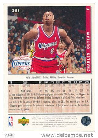 Basket NBA (1994), CHARLES OUTLAW, 76ers, Collector&acute;s Choice (n° 361), Upper Deck, Trading Cards... - 1990-1999