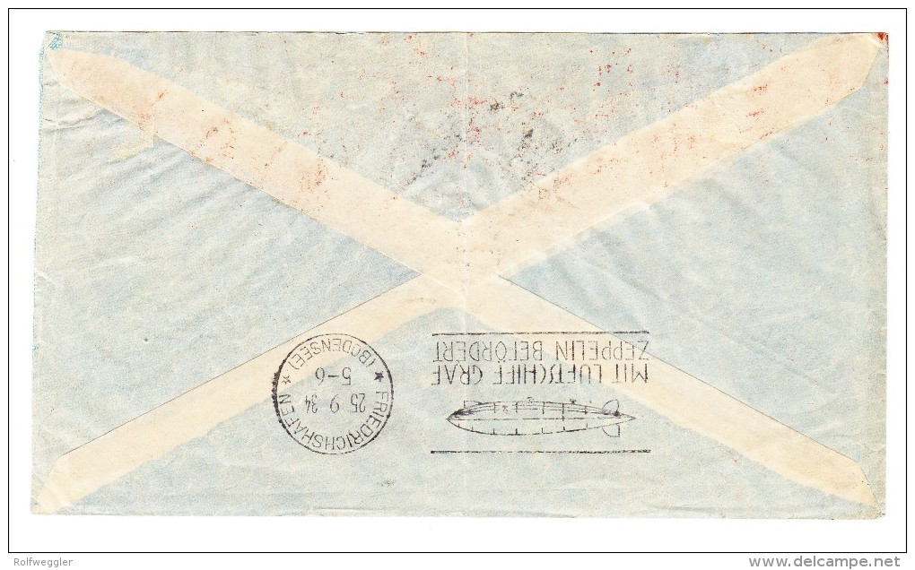 Brasilien - Zeppelin Brief 19.9.1934 Von Sao Paulo 5 X 1000 Reis Freistempel Nach Bank In Zürich - Poste Aérienne