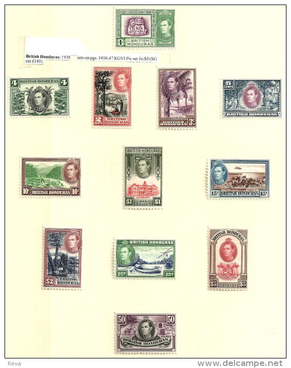 BRITISH HONDURAS KGVI HEAD PICTORIAL AIRPLANE BOAT SET OF 12 1 CENT- $5 MHD 1938 SG? CV180GBP  READ DESCRIPTION !! - Honduras Británica (...-1970)