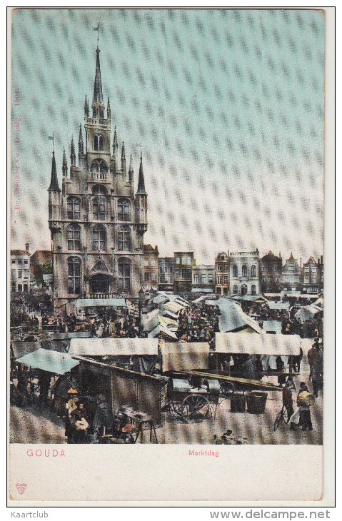 Gouda -  Marktdag; Kramen, Fiets, Karren Ed. (Dr. Trenkler - 1904)  - Zuid-Holland/Nederland - Gouda