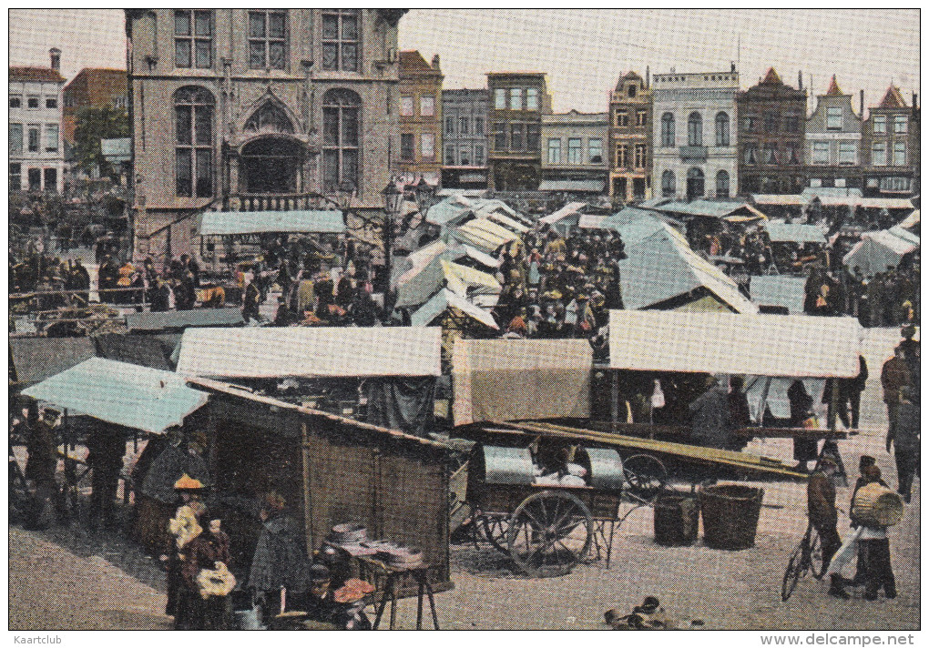 Gouda -  Marktdag; Kramen, Fiets, Karren Ed. (Dr. Trenkler - 1904)  - Zuid-Holland/Nederland - Gouda