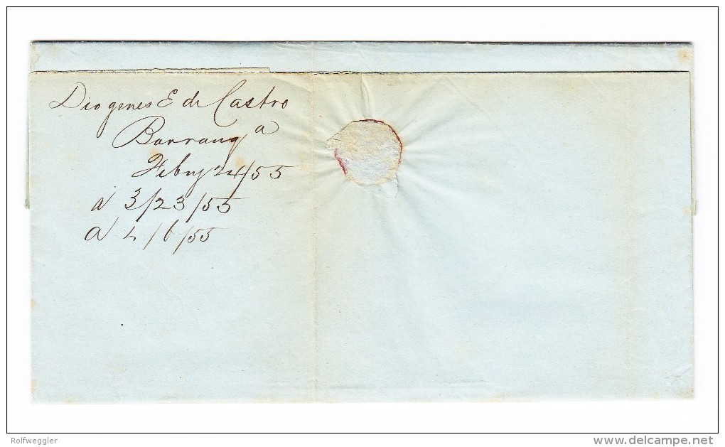 Kolumbien - Vorphila Brief Mit Inhalt 24.2.1855 Von Barranquilla Nach New-York USA - Colombie