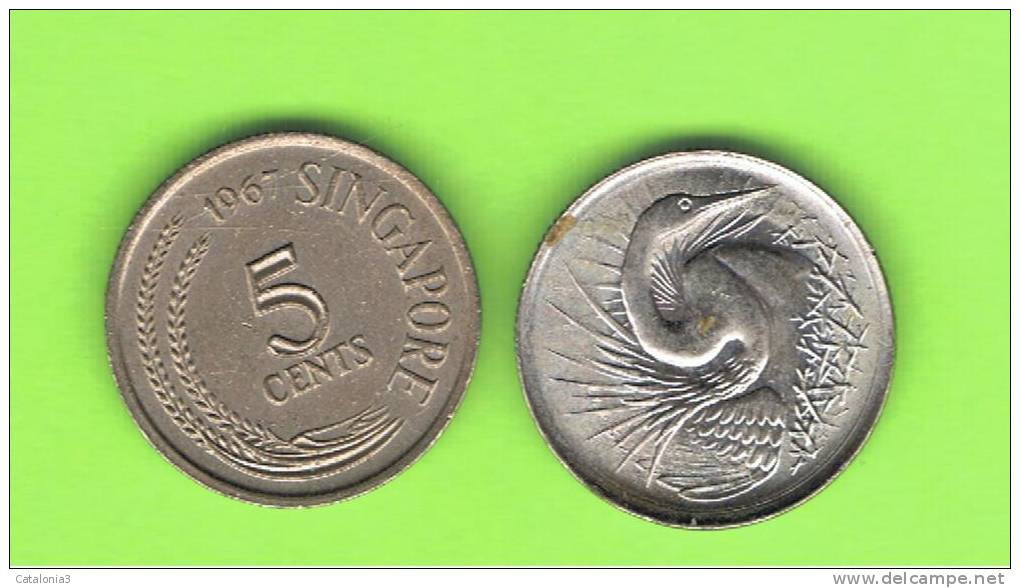 SINGAPUR - SINGAPORE -  5 Cents  KM2 - Ver Años - Look Years - Singapore